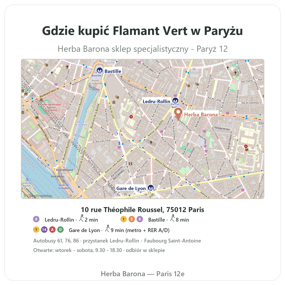 Jak znaleźć Flamant Vert w Paryżu - plan sklepu Herba Barona Paryż 12