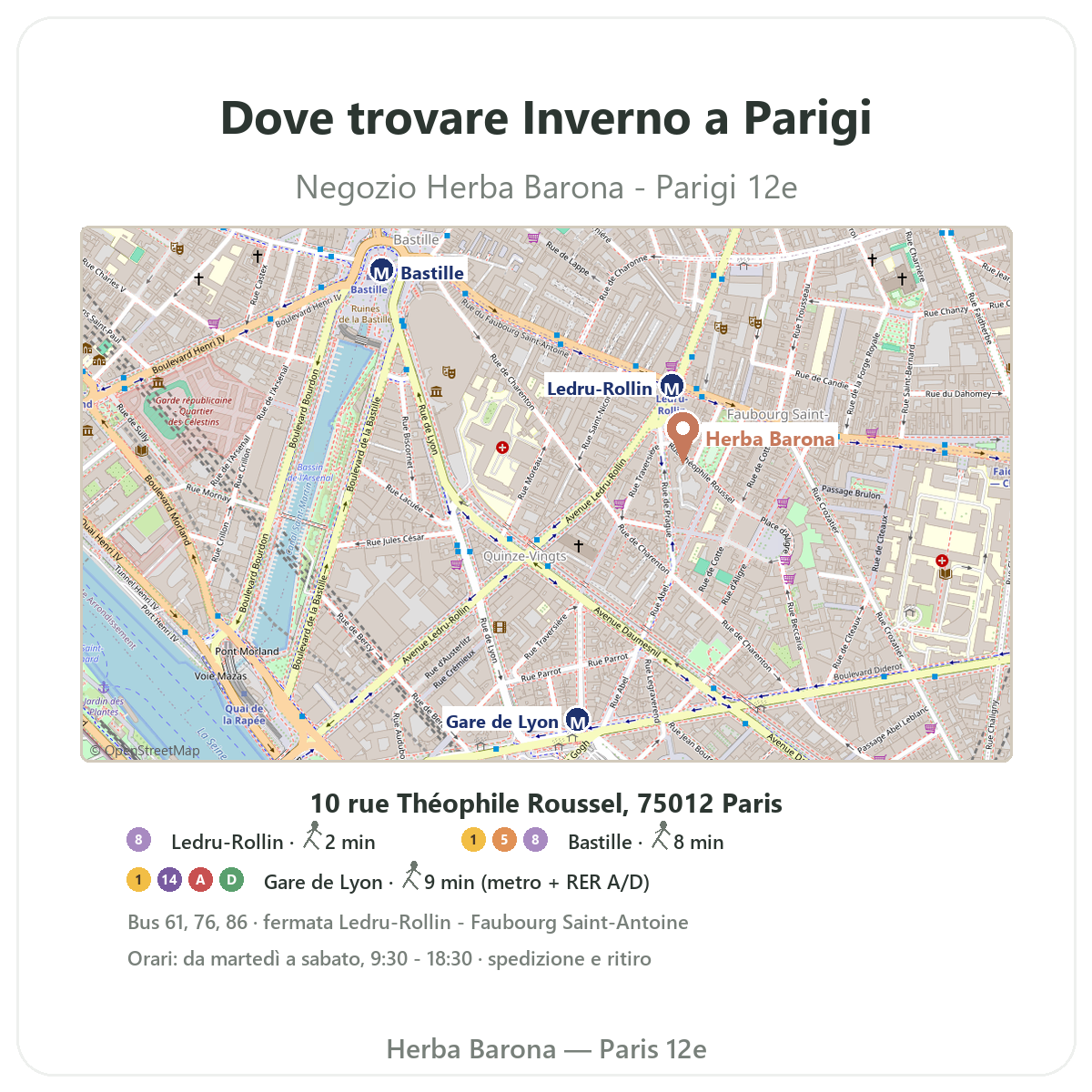 Trovare Difese inverno immunita Parigi a Parigi - piantina negozio Herba Barona Paris 12e