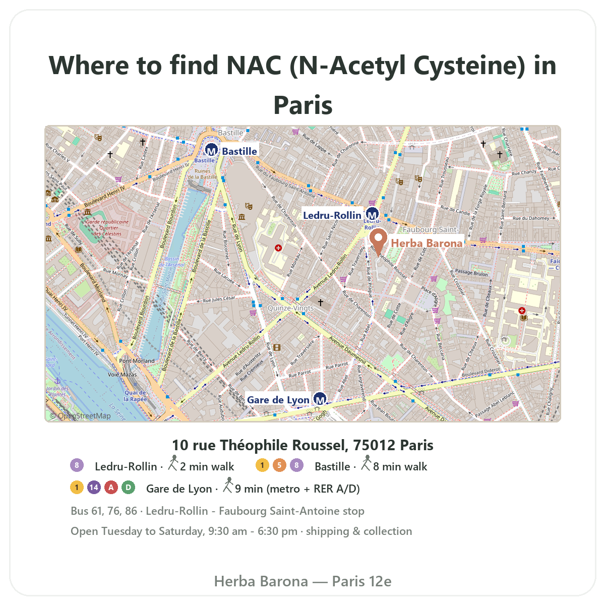 Find NAC in Paris - map to Herba Barona shop Paris 12th