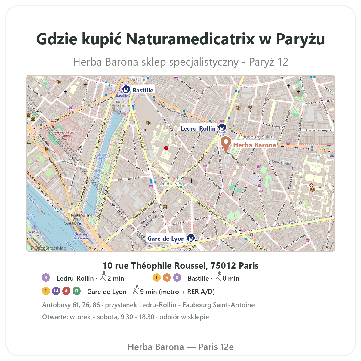 Jak znaleźć Naturamedicatrix w Polsce - plan sklepu Herba Barona - wysyłka do Polski
