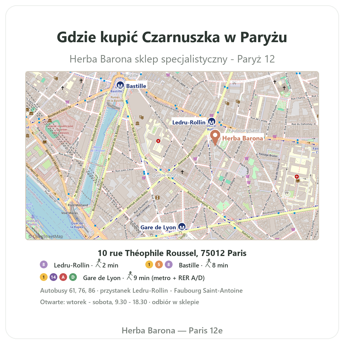 Jak znaleźć czarnuszkę w Paryżu - plan sklepu Herba Barona Paryż 12