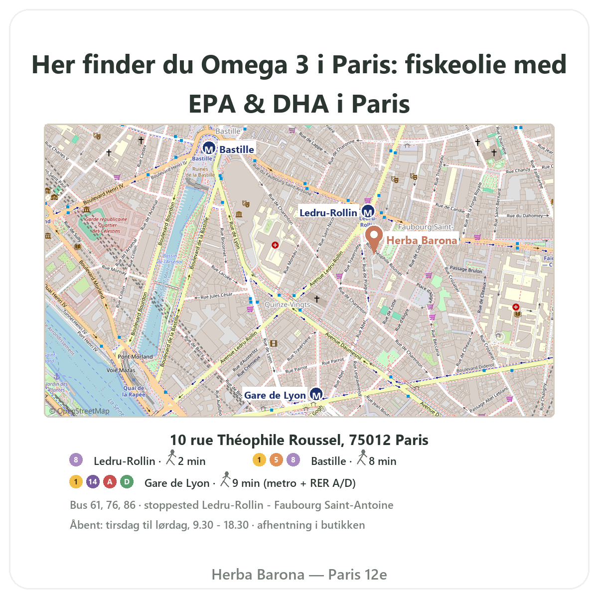 Find omega 3 i Paris - butiksplan Herba Barona Paris 12