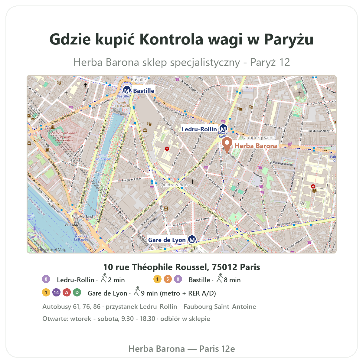 Jak znaleźć dział kontroli wagi w Polsce - plan sklepu Herba Barona - wysyłka do Polski
