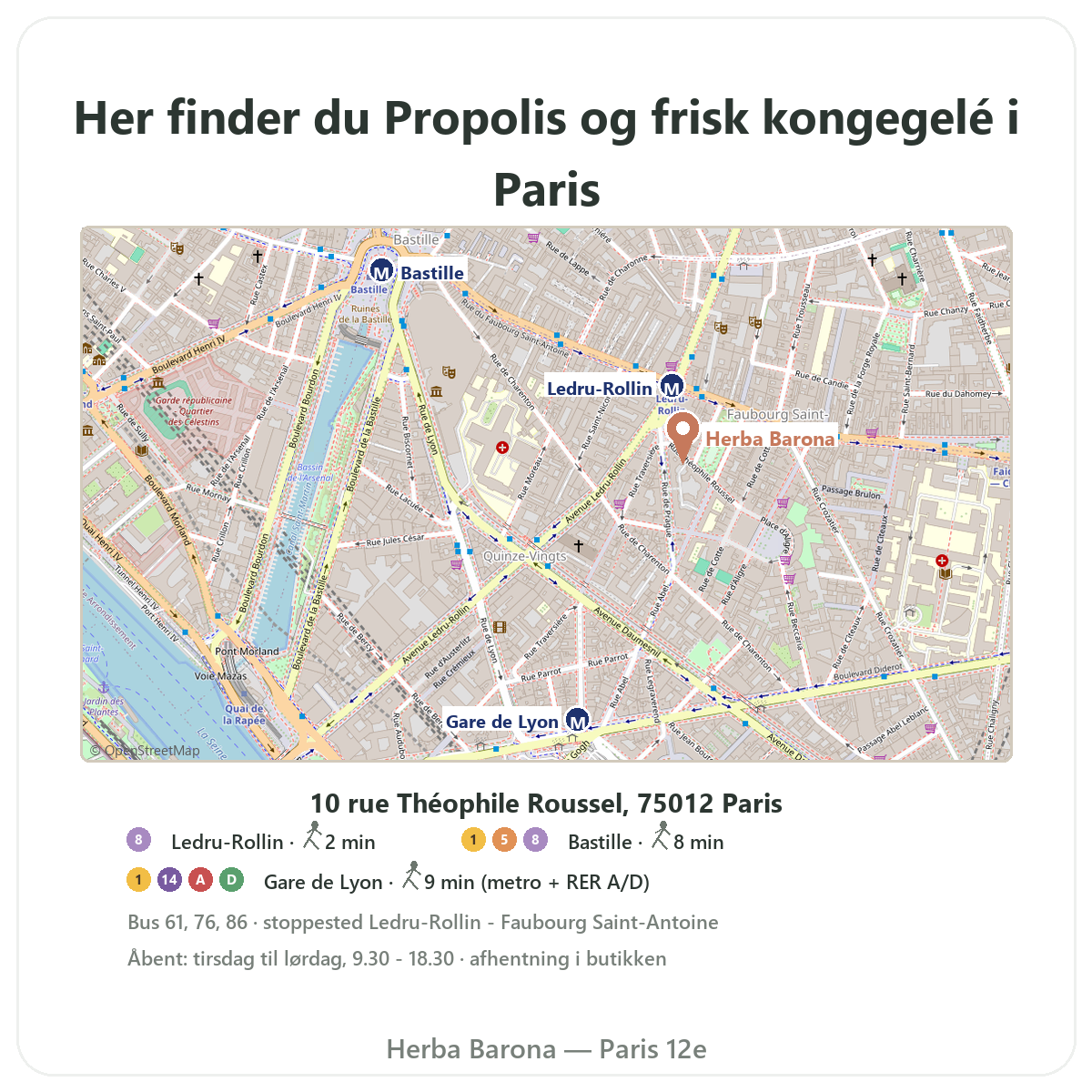 Find Propolis og kongegelé Paris i Paris - butiksplan Herba Barona Paris 12