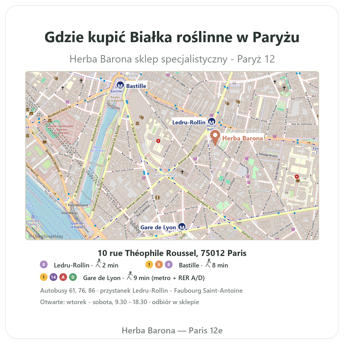 Jak znaleźć sklep Białka roślinne w Paryżu - plan dojazdu Herba Barona