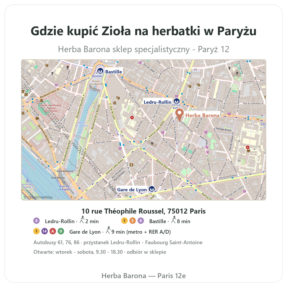 Jak znaleźć Zioła na herbatki w Paryżu – plan sklepu Herba Barona, Paryż 12