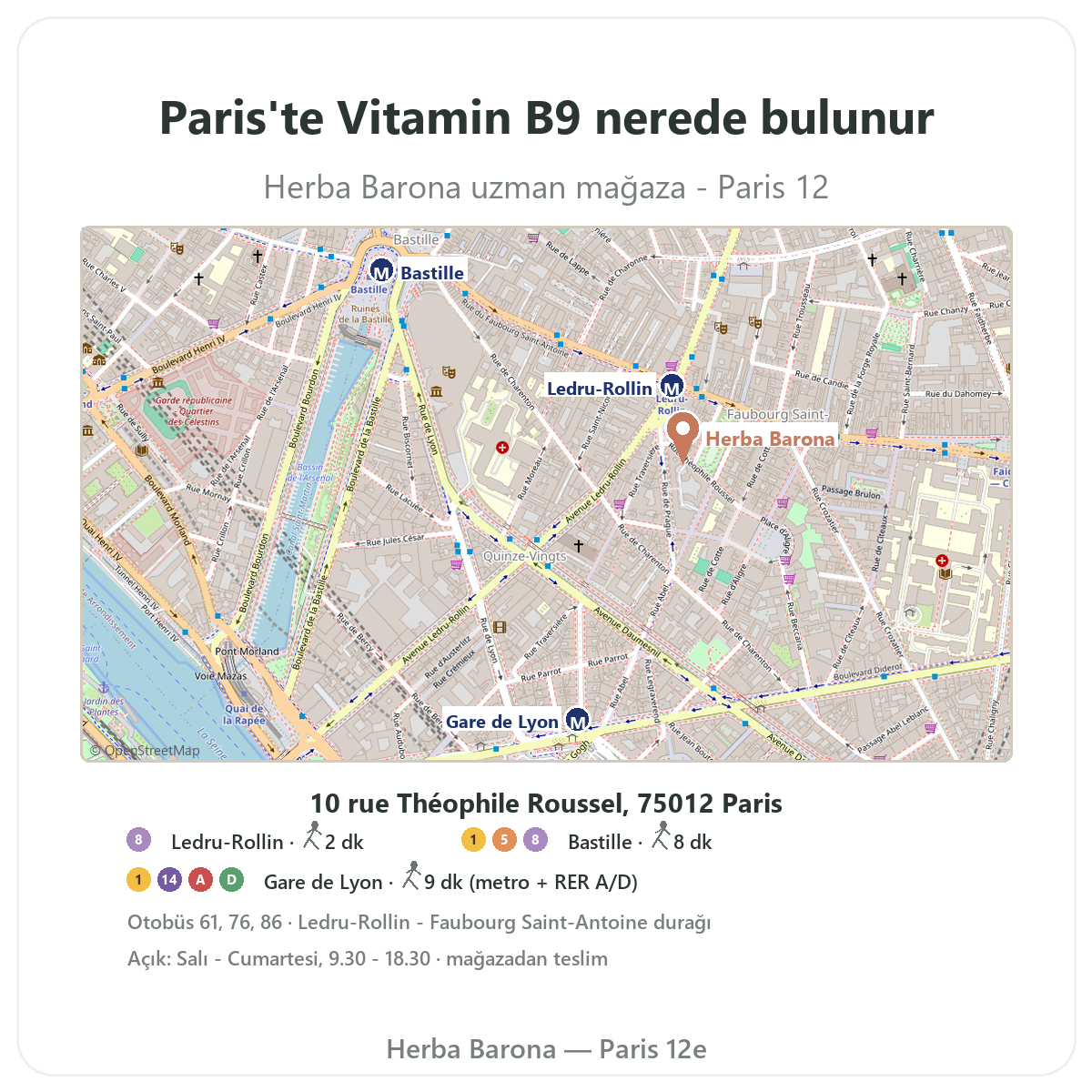 Paris’te Vitamin B9’u bulun - Herba Barona mağaza planı
