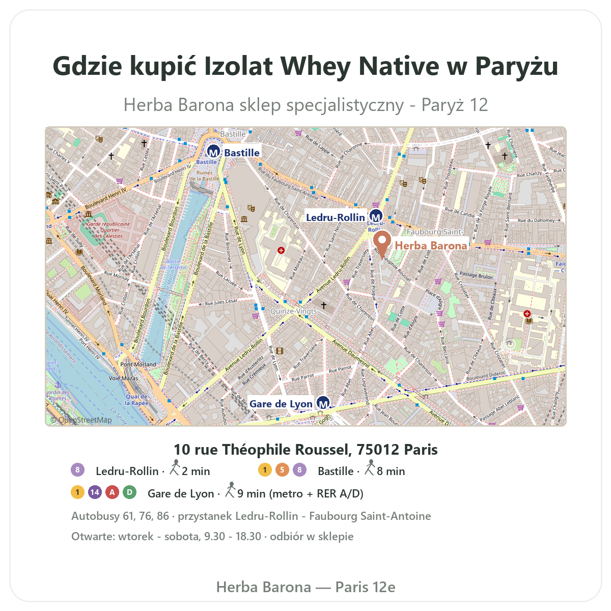 Jak znaleźć izolat Whey Native - plan sklepu Herba Barona w Paryżu