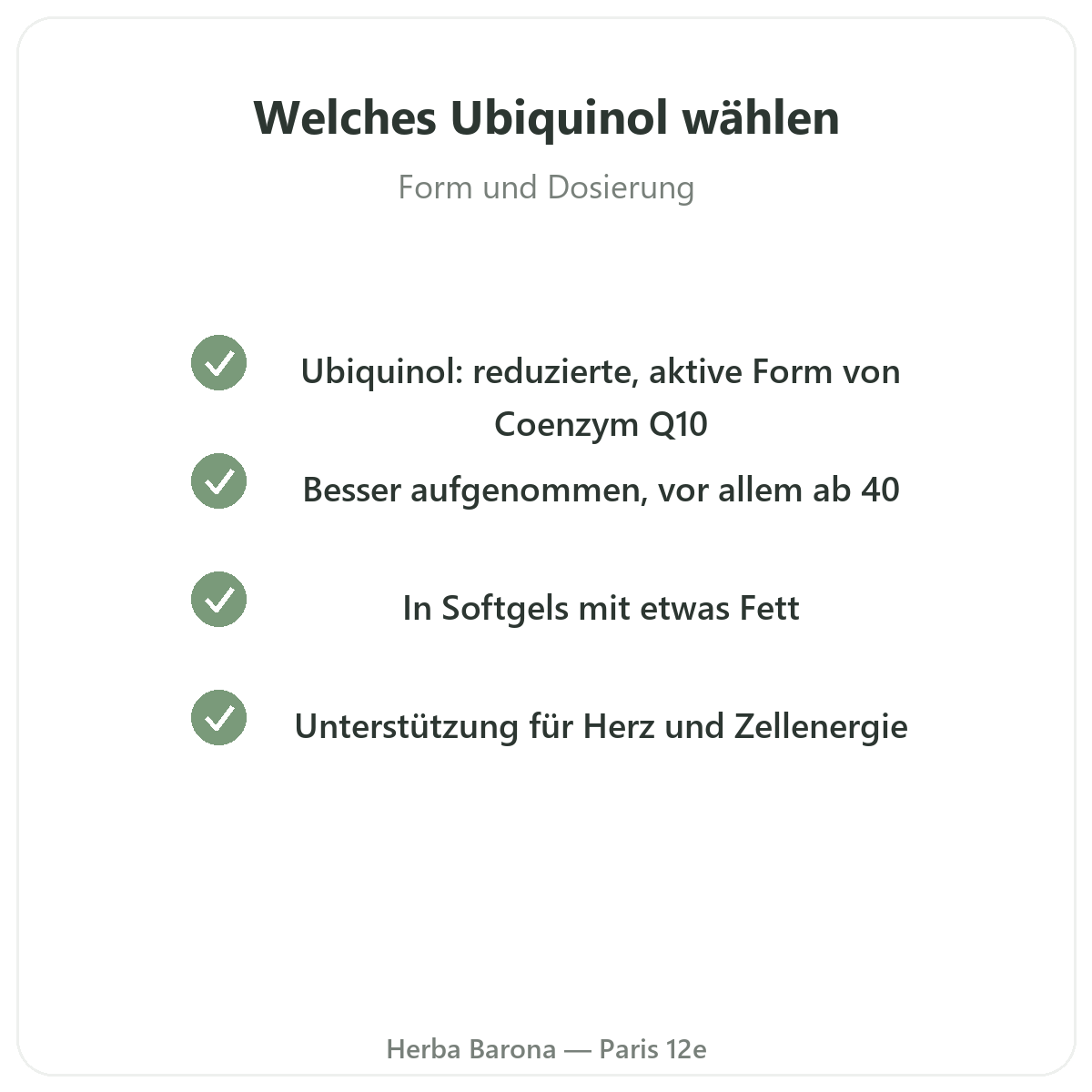 Ubiquinol Paris – Qualitätsversprechen bei Herba Barona Paris 12e