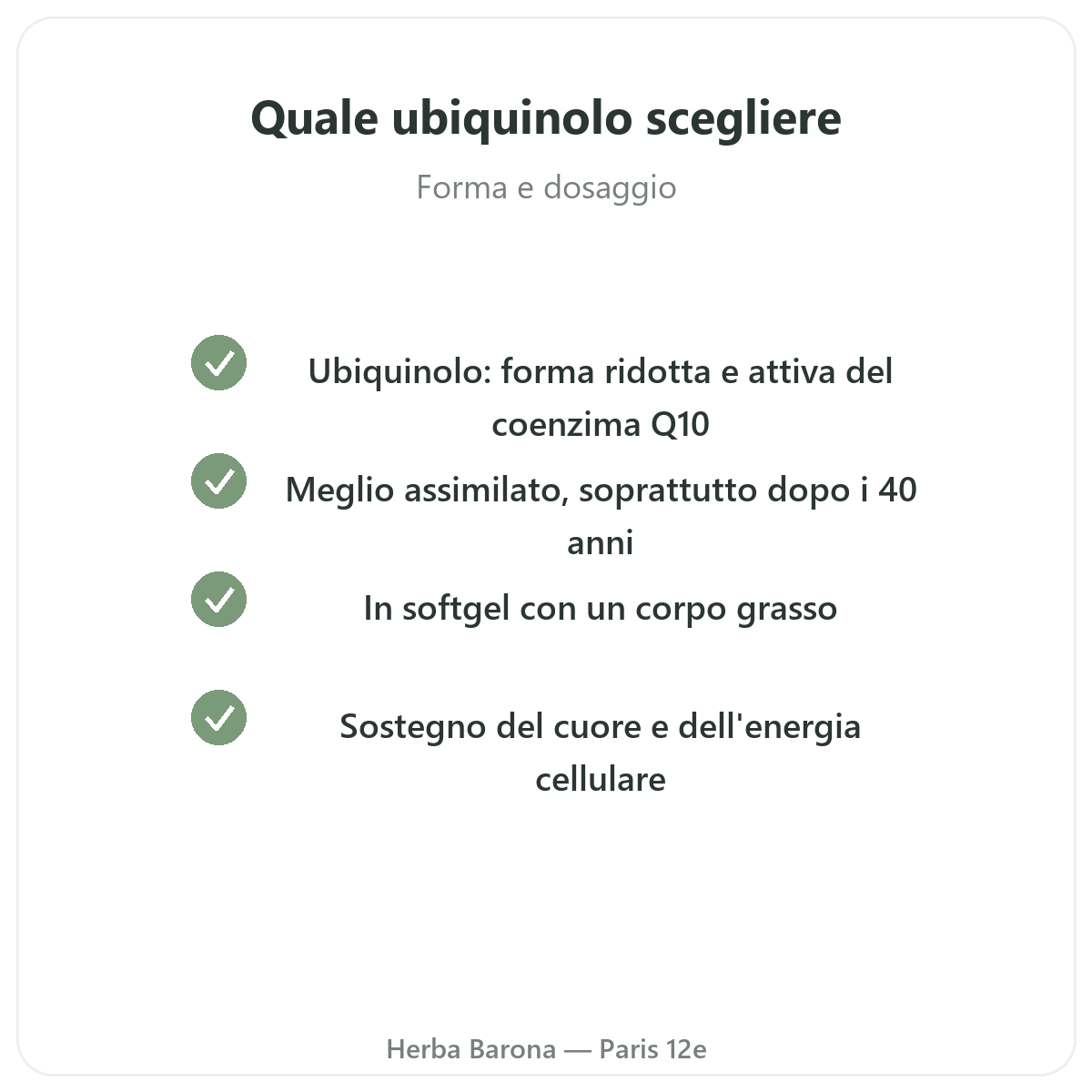 Ubiquinol Paris - engagements qualite chez Herba Barona Paris 12e