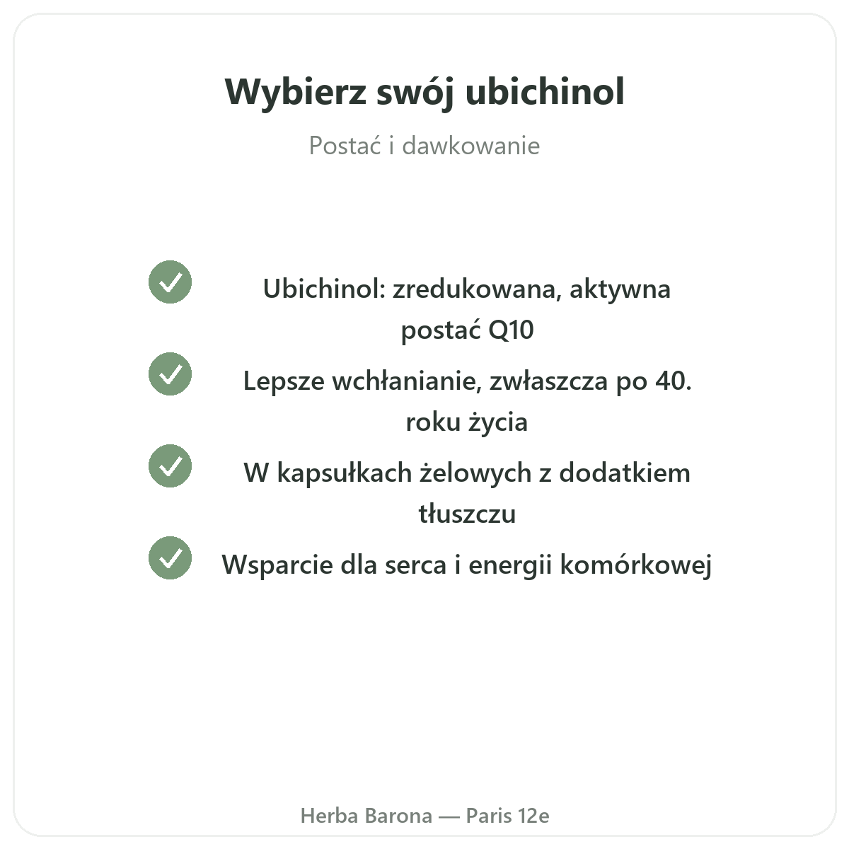 Ubichinol - zobowiązania jakościowe Herba Barona