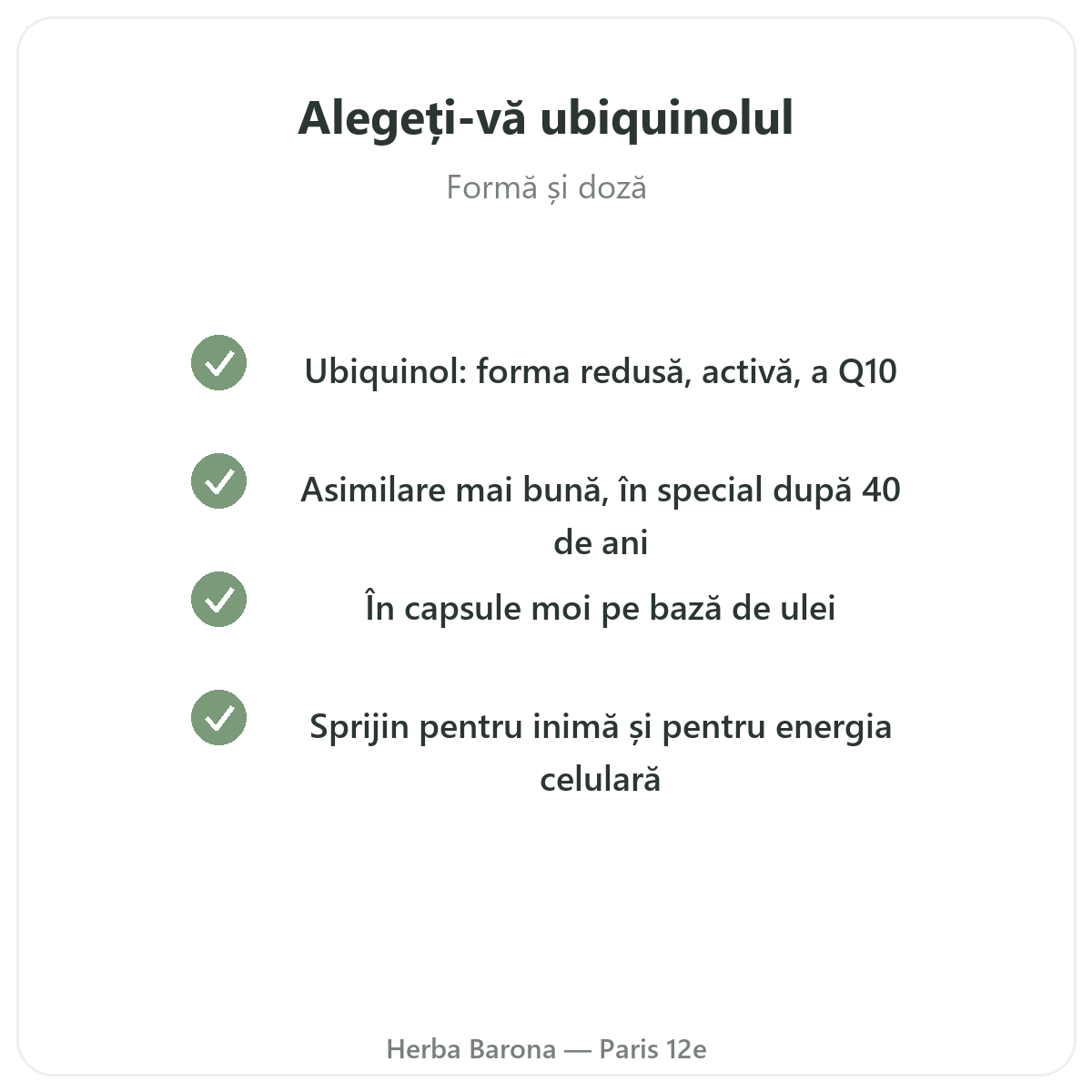 Ubiquinol Paris - angajamente de calitate la Herba Barona Paris arondismentul 12