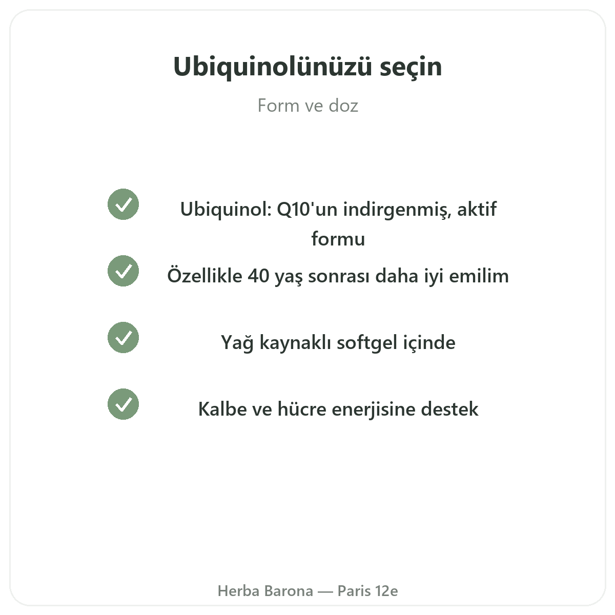 Ubikinol Paris - Herba Barona Paris 12. bölgede kalite taahhütleri