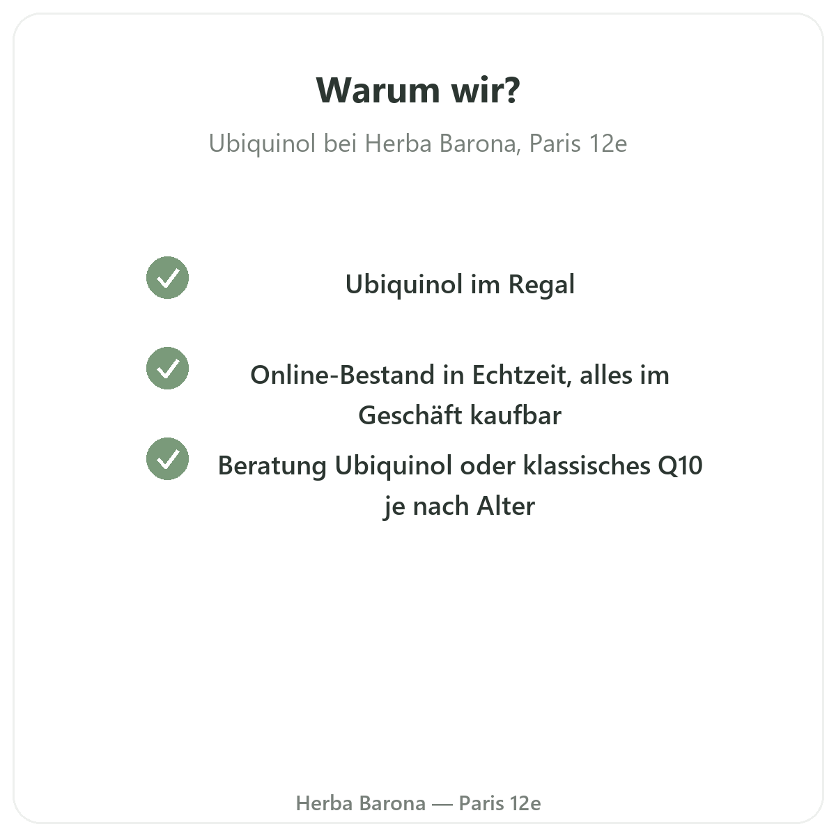 Warum Ubiquinol in Paris bei Herba Barona Paris 12e kaufen