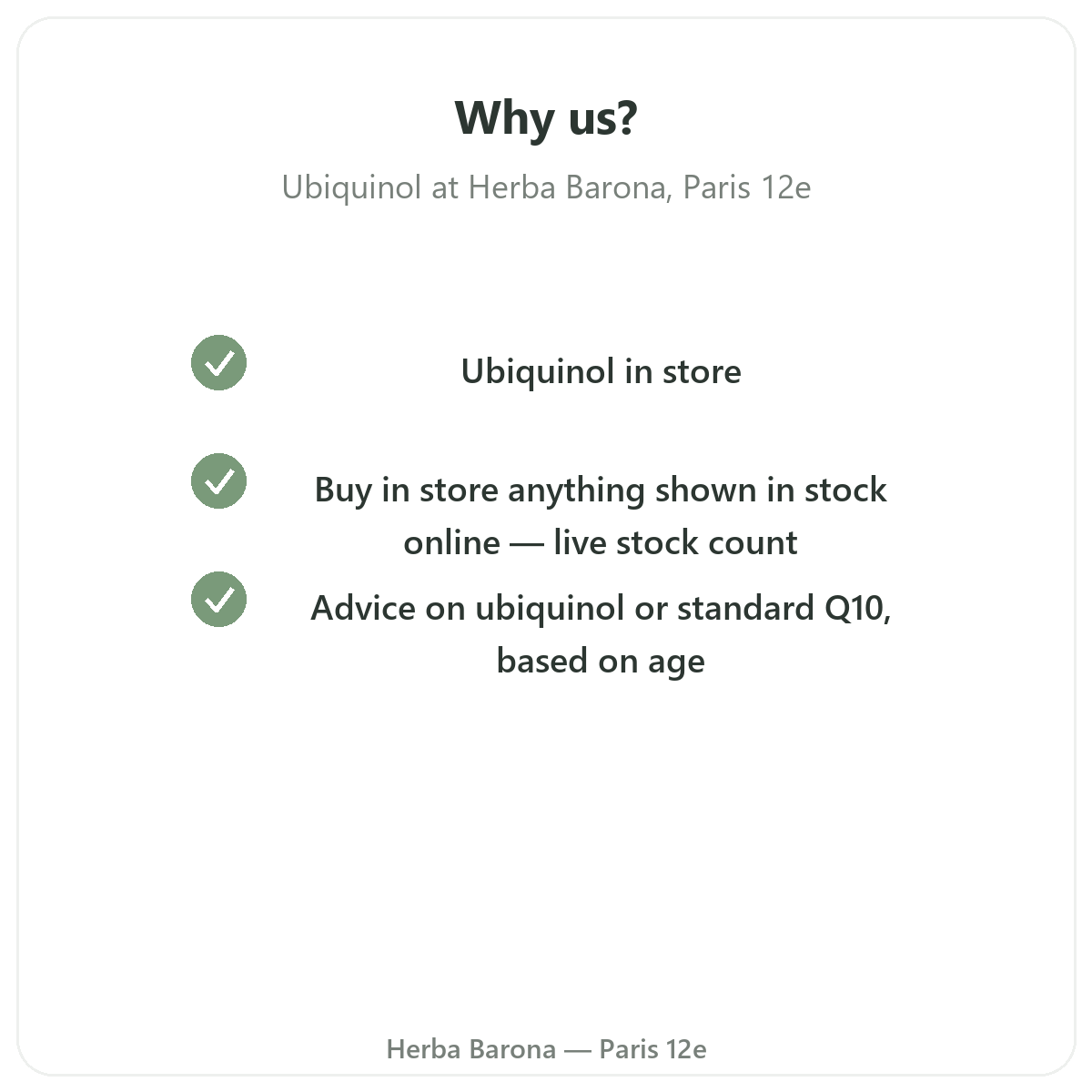 Pourquoi acheter Ubiquinol Paris a Paris chez Herba Barona Paris 12e