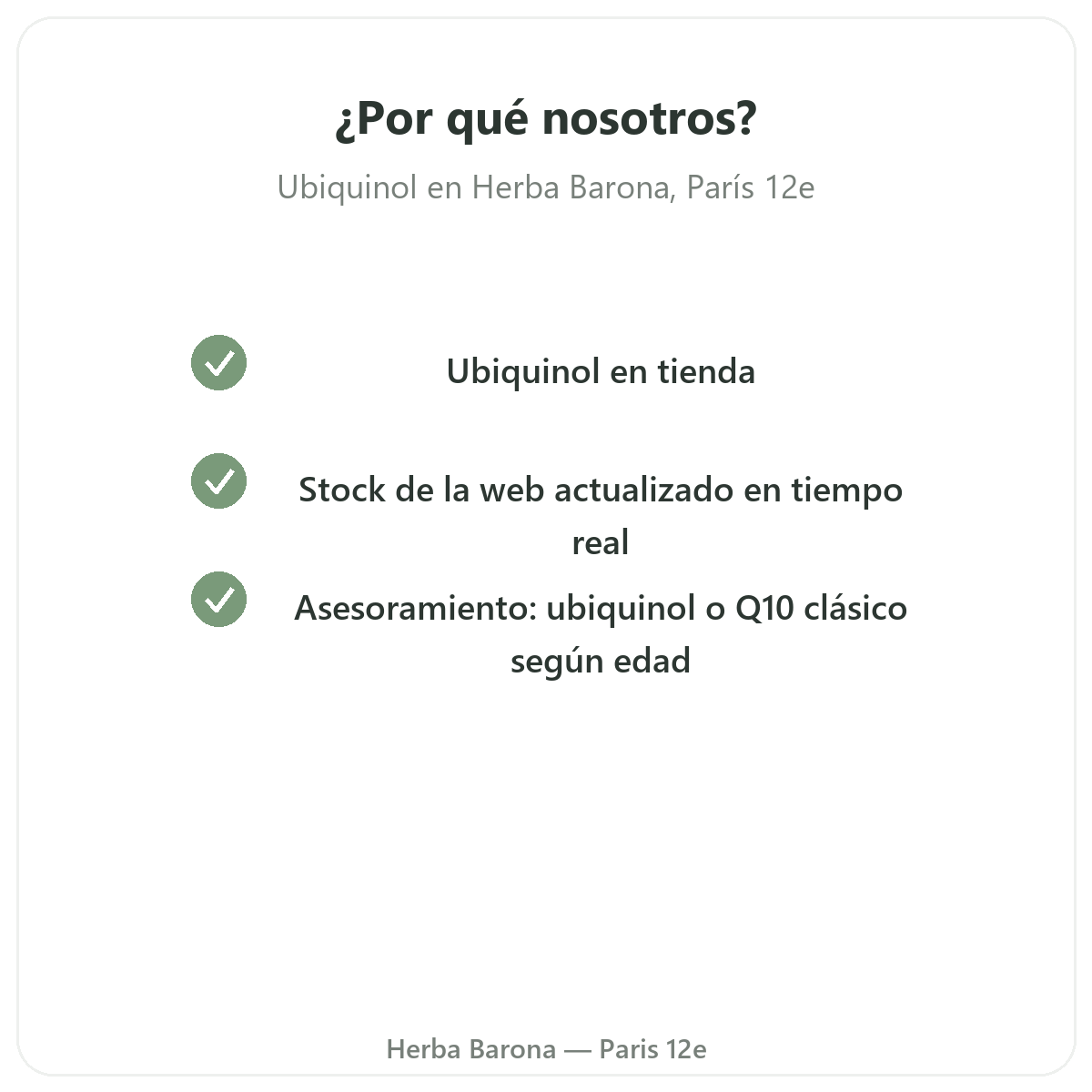 Por qué comprar Ubiquinol en París en Herba Barona París 12e