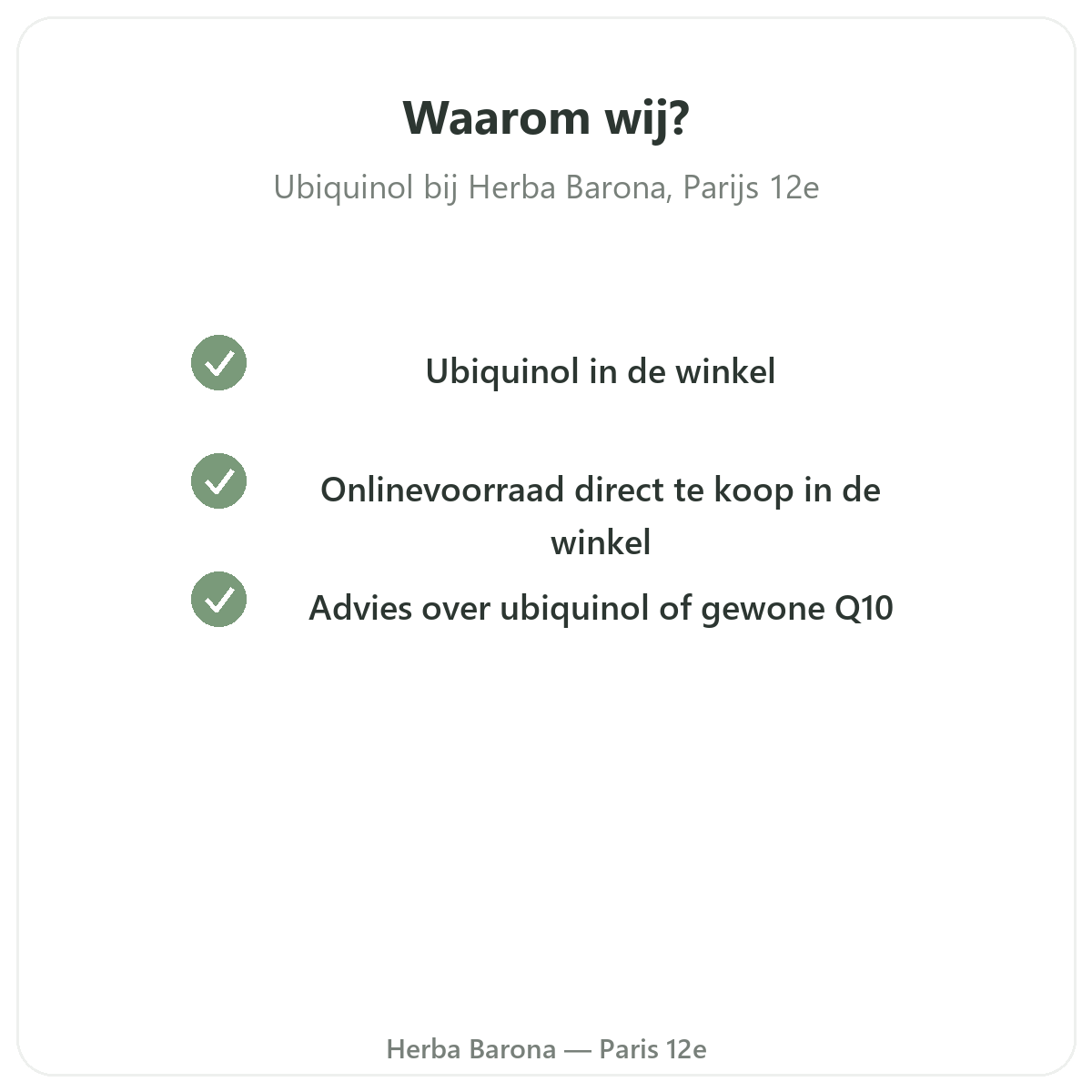 Waarom Ubiquinol kopen in Parijs bij Herba Barona Parijs