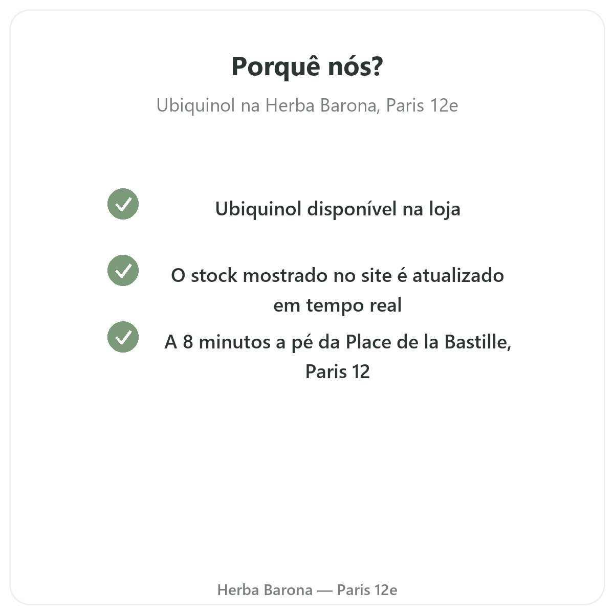 Porquê comprar Ubiquinol em Paris na Herba Barona Paris 12e