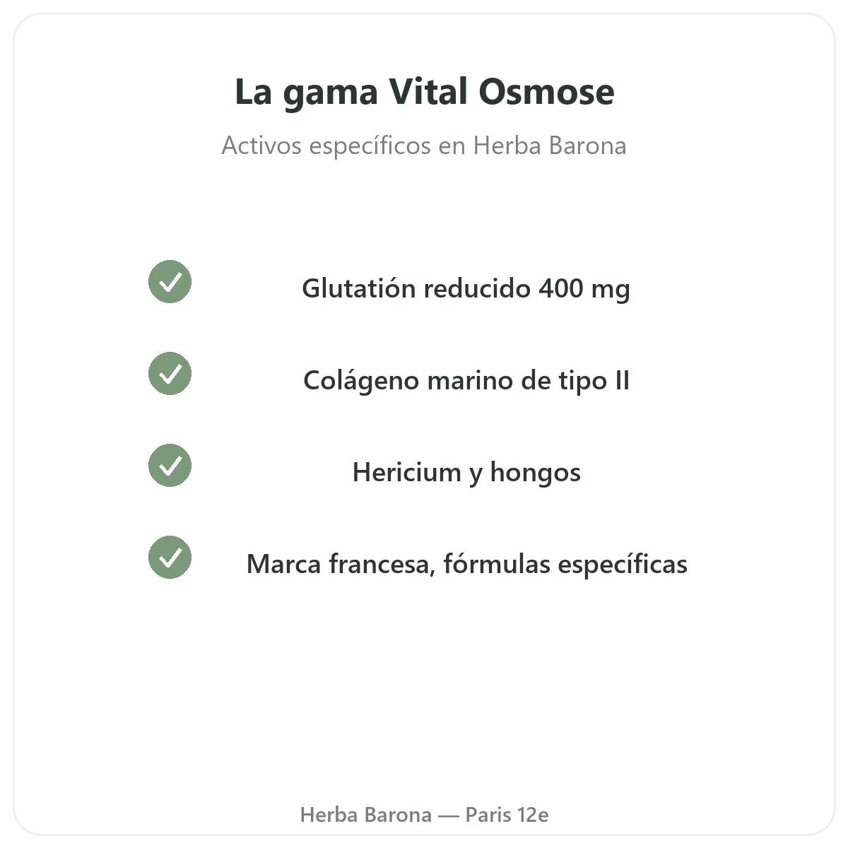 La gama Vital Osmose en París en Herba Barona Paris 12e