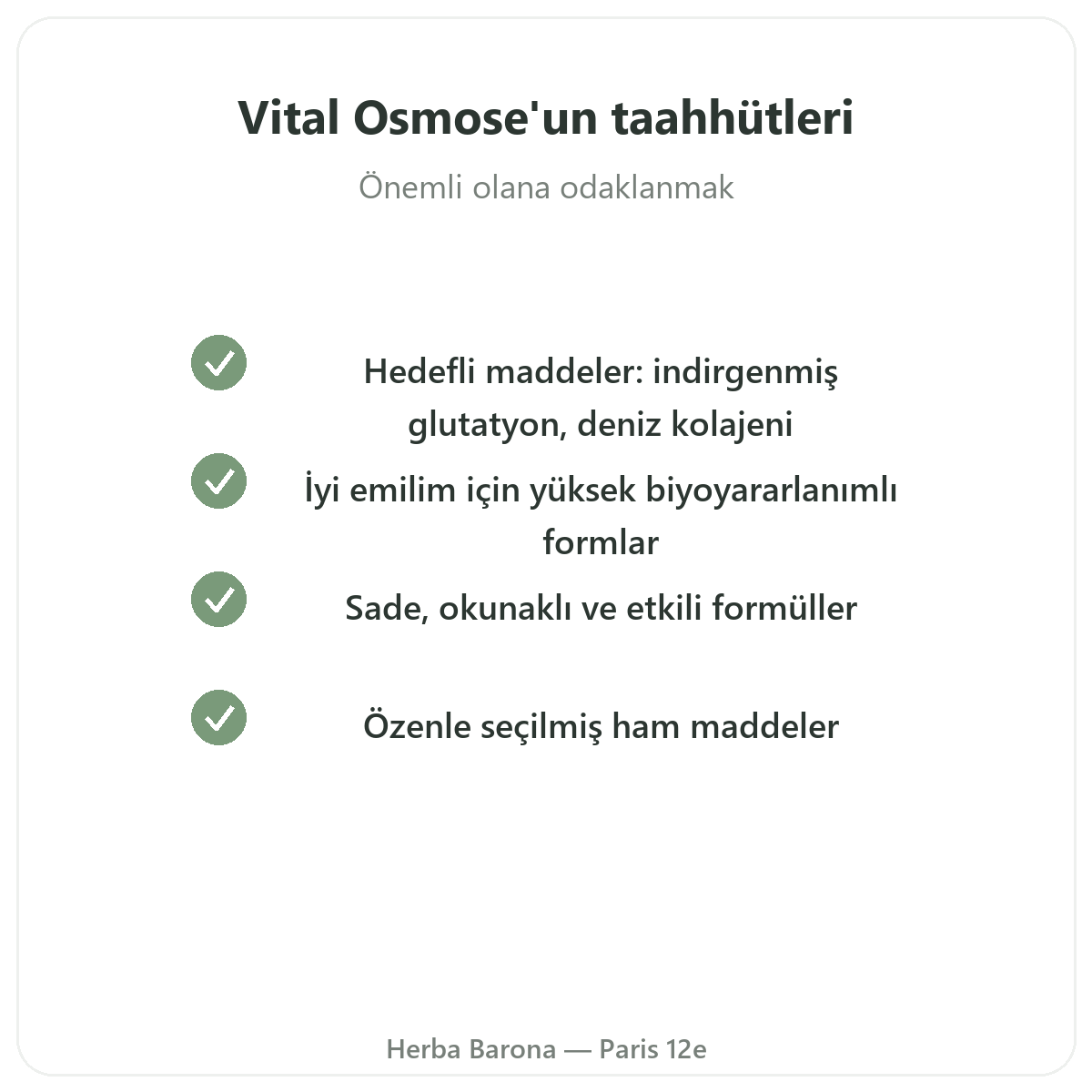 Paris Vital Osmose - Herba Barona Paris 12. bölgede kalite taahhütleri