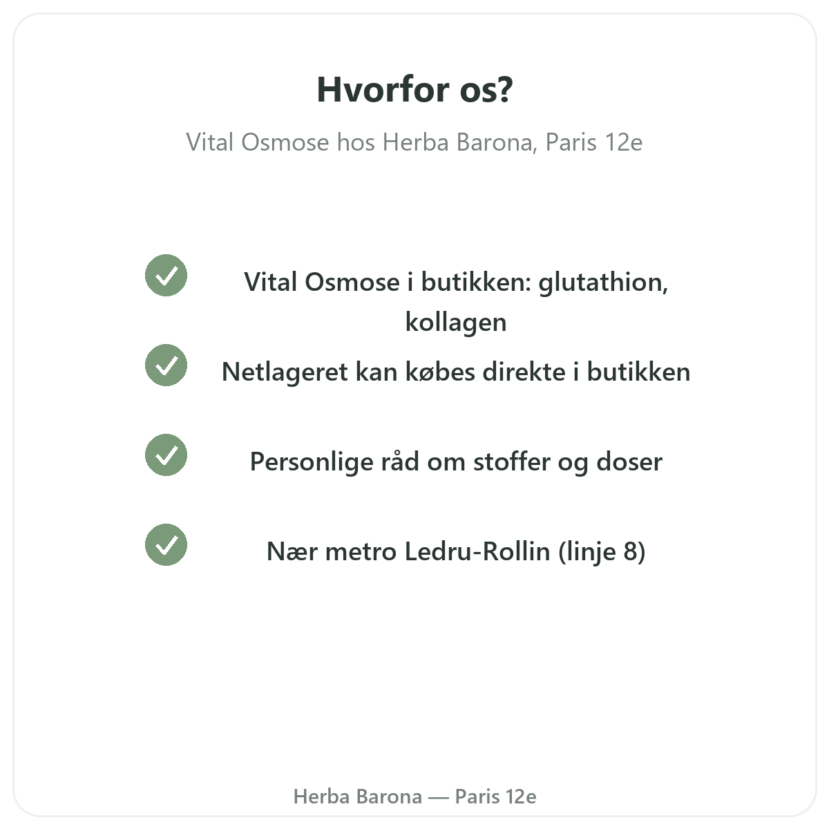 Hvorfor købe Vital Osmose i Paris hos Herba Barona Paris 12