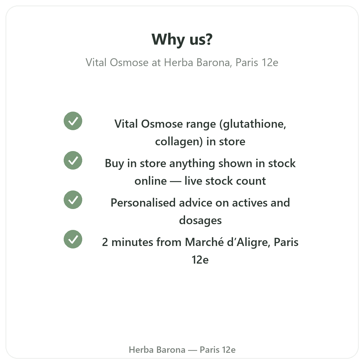Pourquoi acheter Vital Osmose a Paris chez Herba Barona Paris 12e