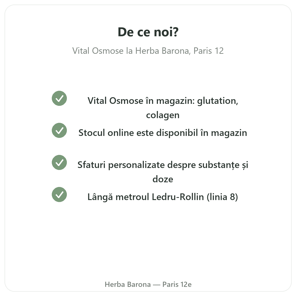 De ce să cumpărați Vital Osmose la Paris, de la Herba Barona Paris, arondismentul 12