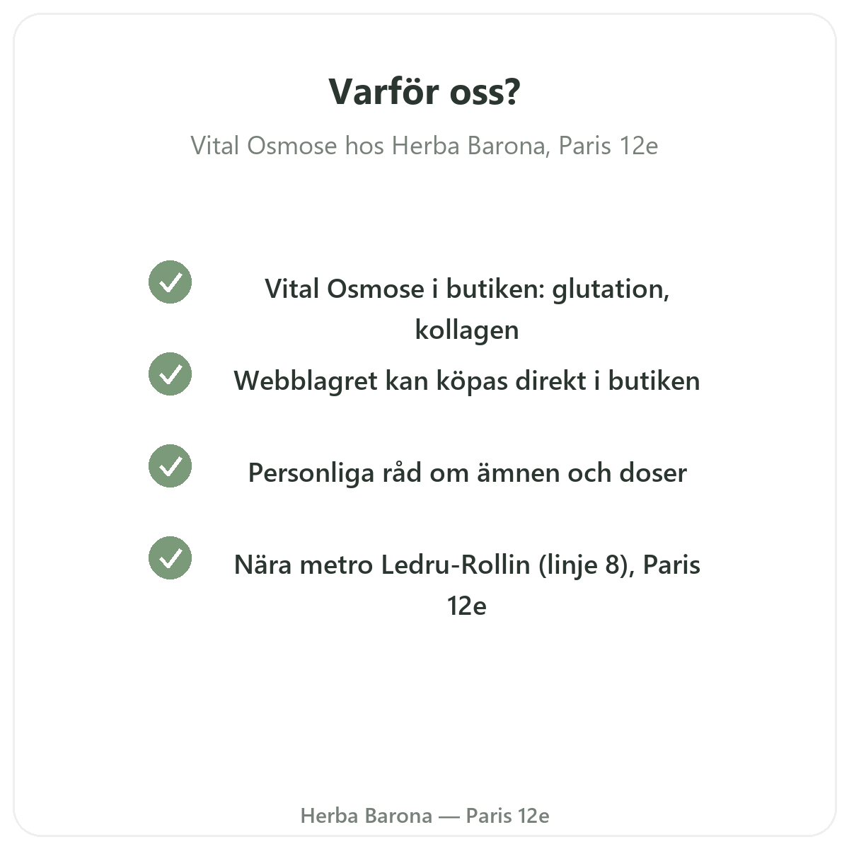 Varför köpa Vital Osmose i Paris hos Herba Barona Paris 12e