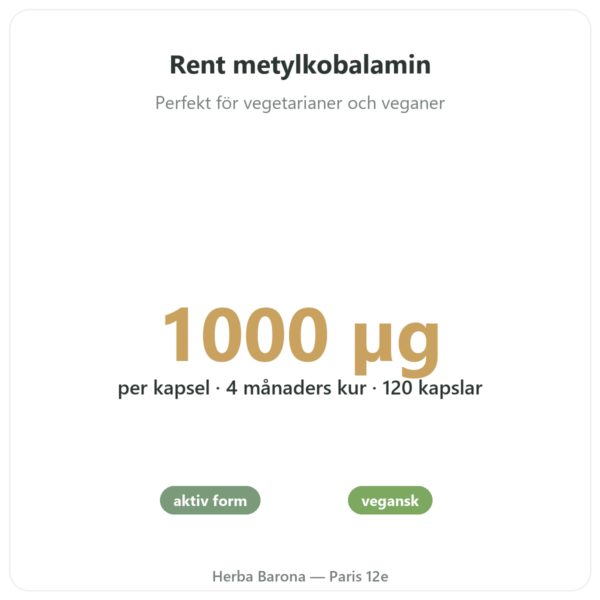 Vitamin B12 Metylkobalamin – Novoma – 120 kapslar fördelar och nyckelfakta Paris Herba Barona