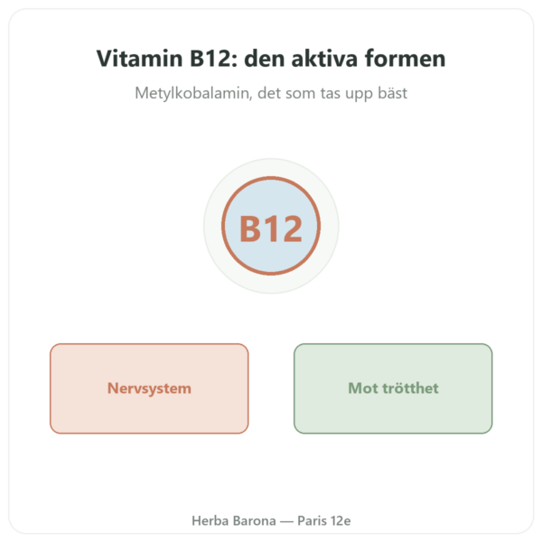 Vitamin B12 Metylkobalamin – Novoma – 120 kapslar presentation Paris Herba Barona