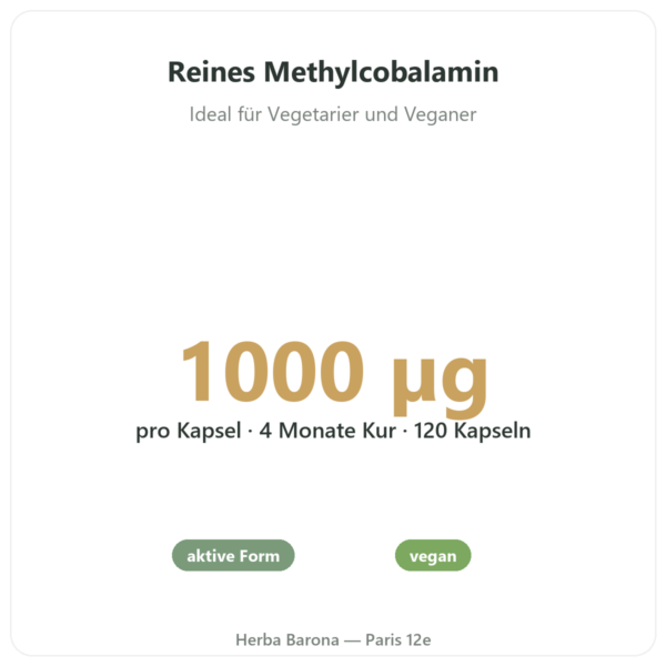 Vitamin B12 Methylcobalamin – Novoma – 1000 µg – 120 Kapseln Vorteile und Fakten Paris Herba Barona