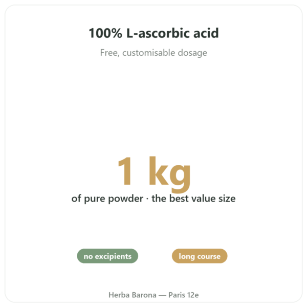 Vitamin C Powder – Novoma – 1kg benefits and key facts Paris Herba Barona