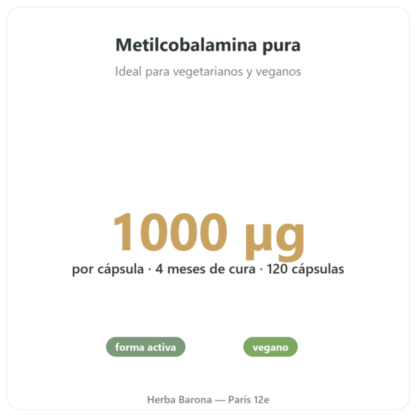 Vitamina B12 Metilcobalamina – Novoma – 120 cápsulas beneficios y datos clave Paris Herba Barona