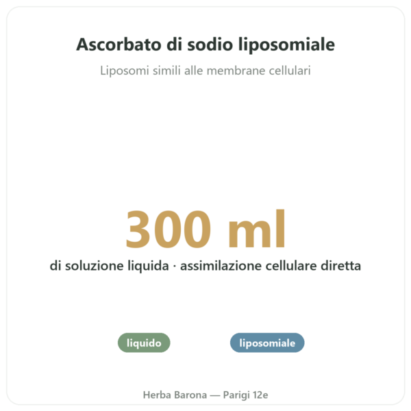 Vitamina C liposomiale liquida – Novoma – 300ml benefici e dati chiave Paris Herba Barona