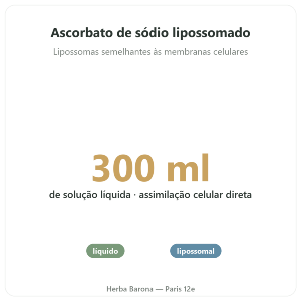 Vitamina C Lipossomal Líquida Novoma 300ml benefícios e dados principais Paris Herba Barona