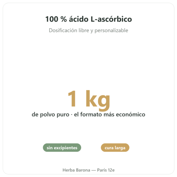 Vitamina C en polvo – Novoma – 1kg beneficios y datos clave Paris Herba Barona