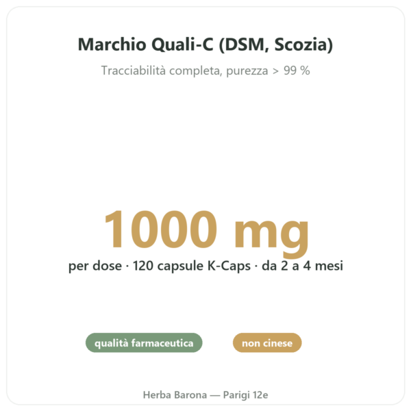 Vitamina C Quali-C – Novoma – 120 Capsule benefici e dati chiave Paris Herba Barona