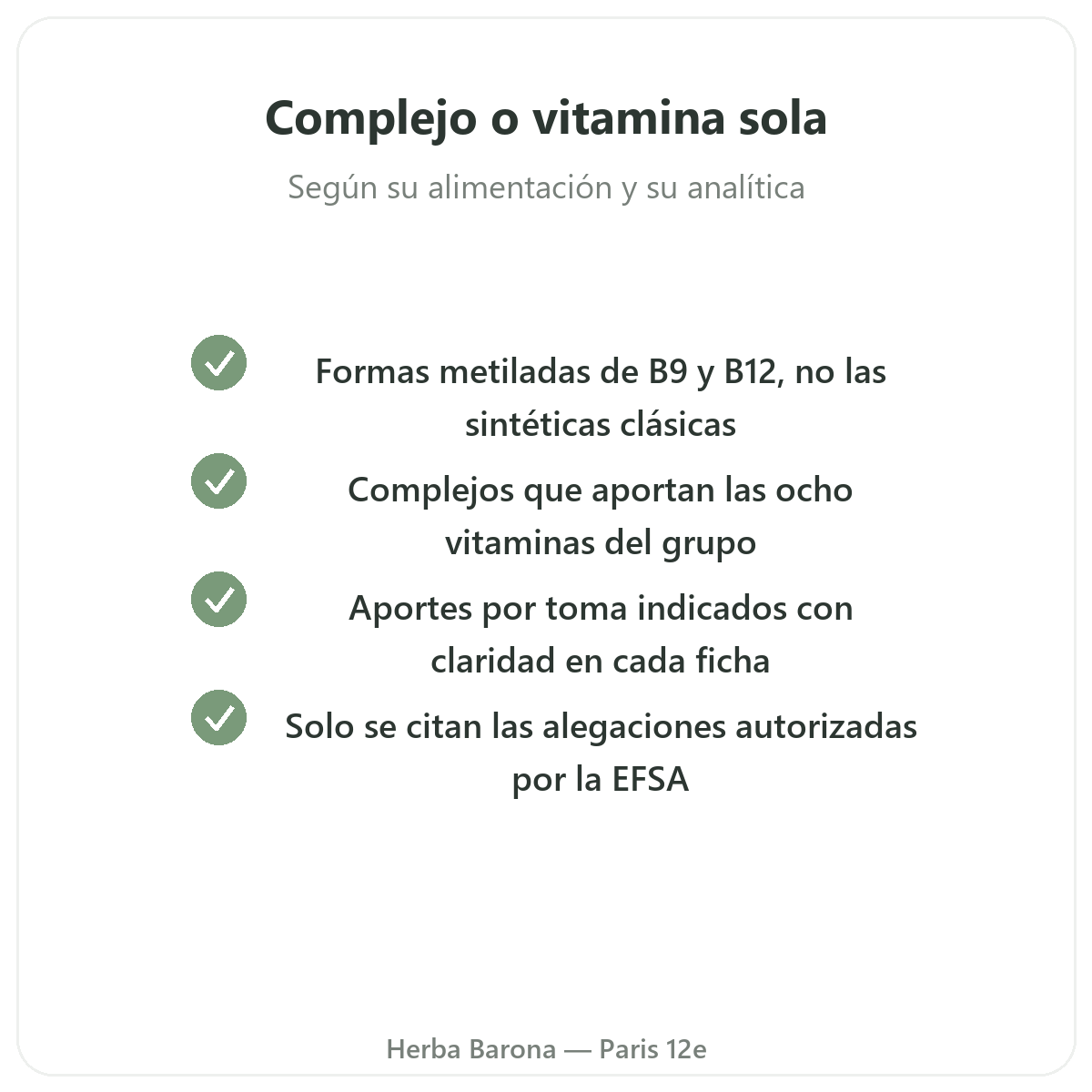 Vitaminas B - activos clave a elegir en Herba Barona Paris 12e