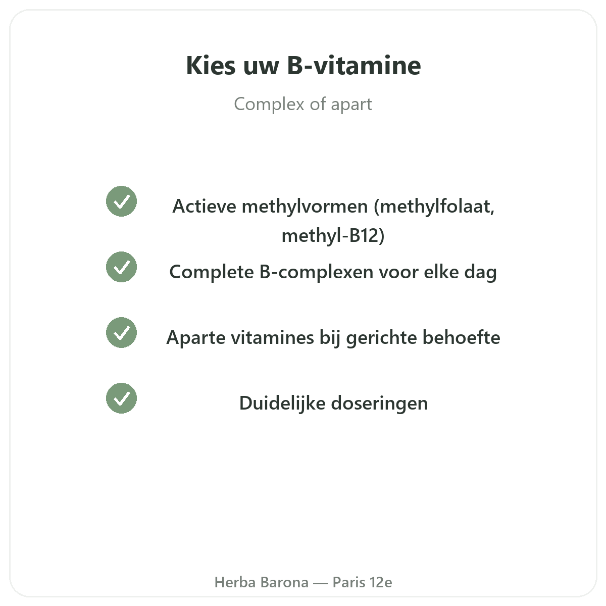 Vitamines B - actifs cles a choisir chez Herba Barona Paris 12e