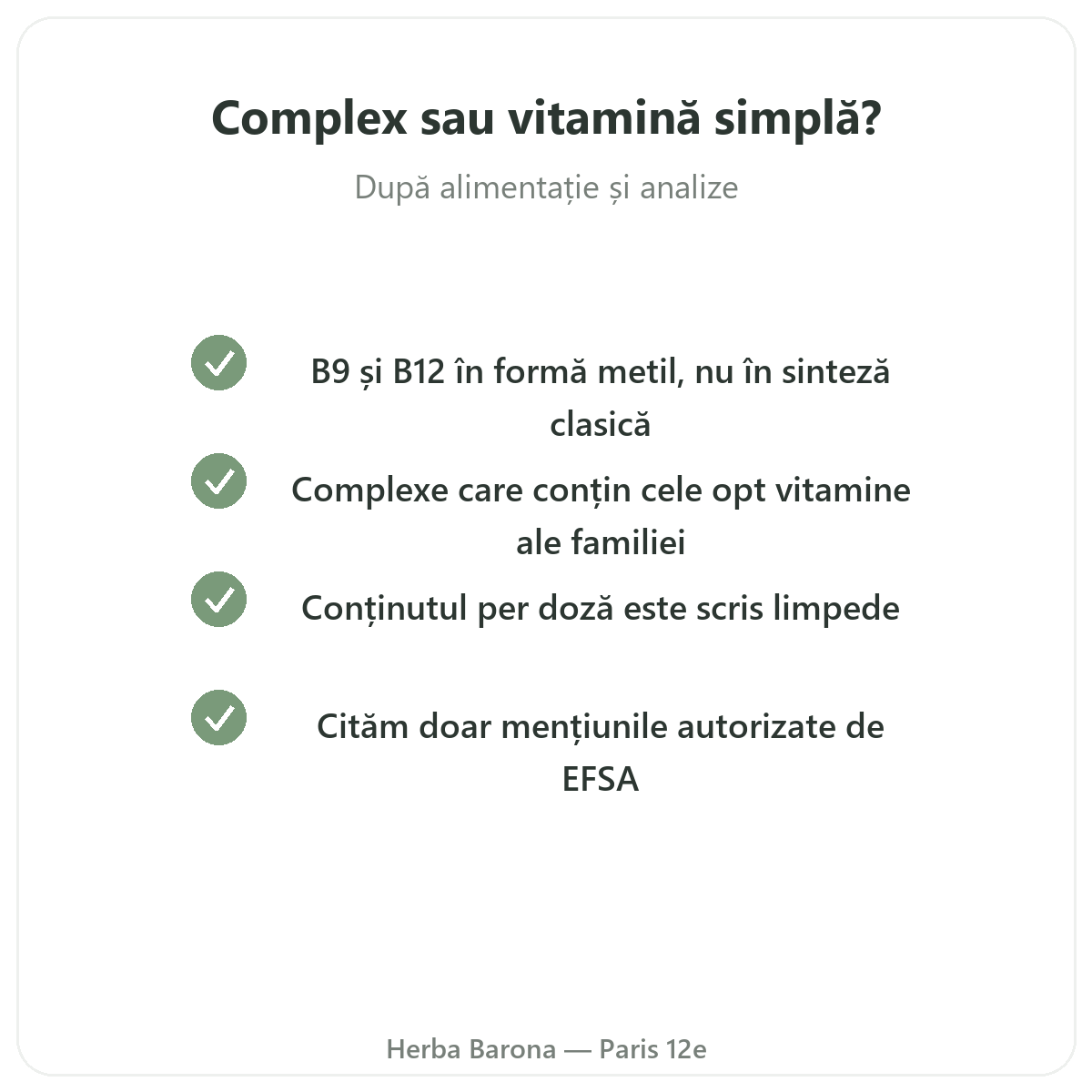 Vitamina B - ingrediente active cheie de ales la Herba Barona Paris, arondismentul 12