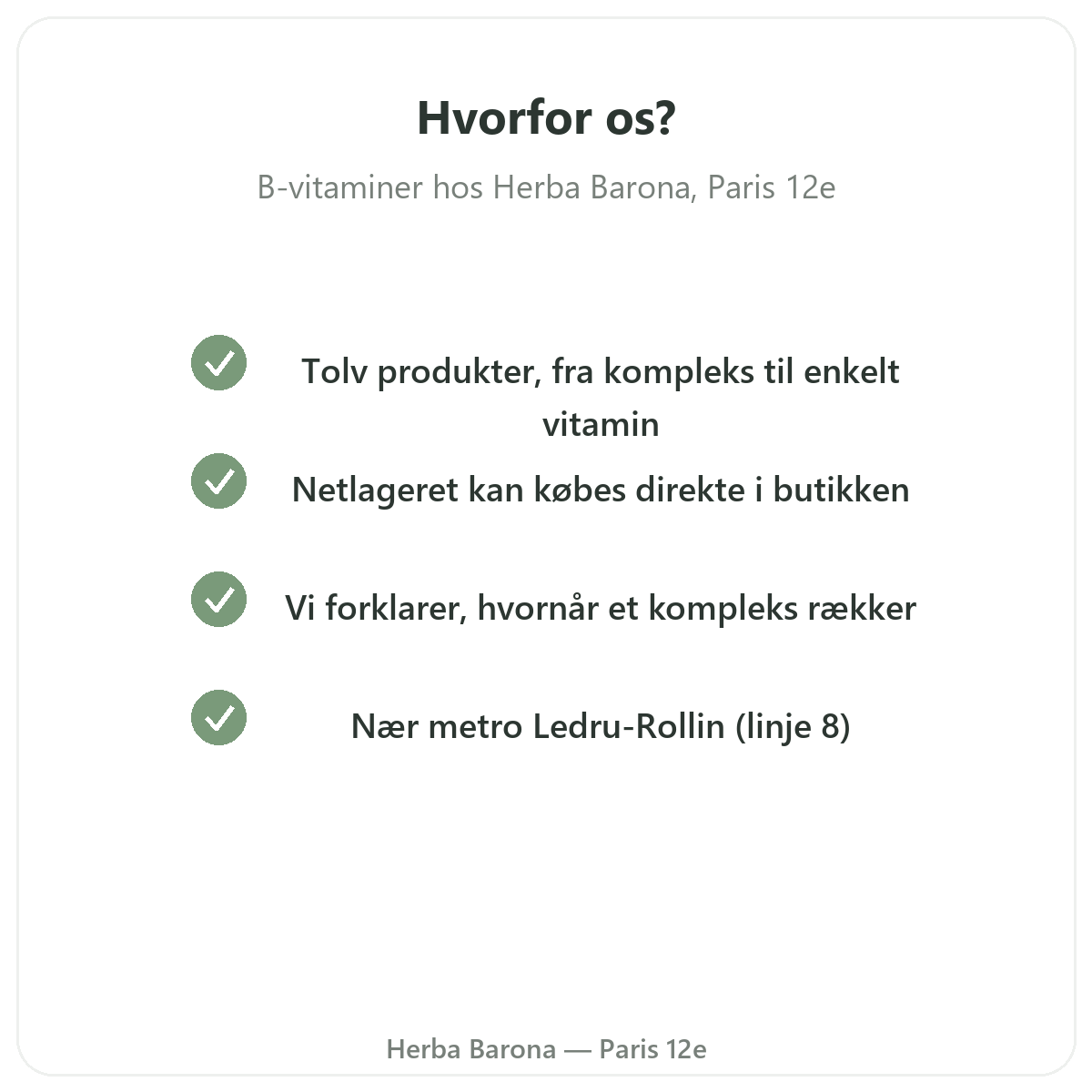 Hvorfor købe B-vitaminer i Paris hos Herba Barona Paris 12