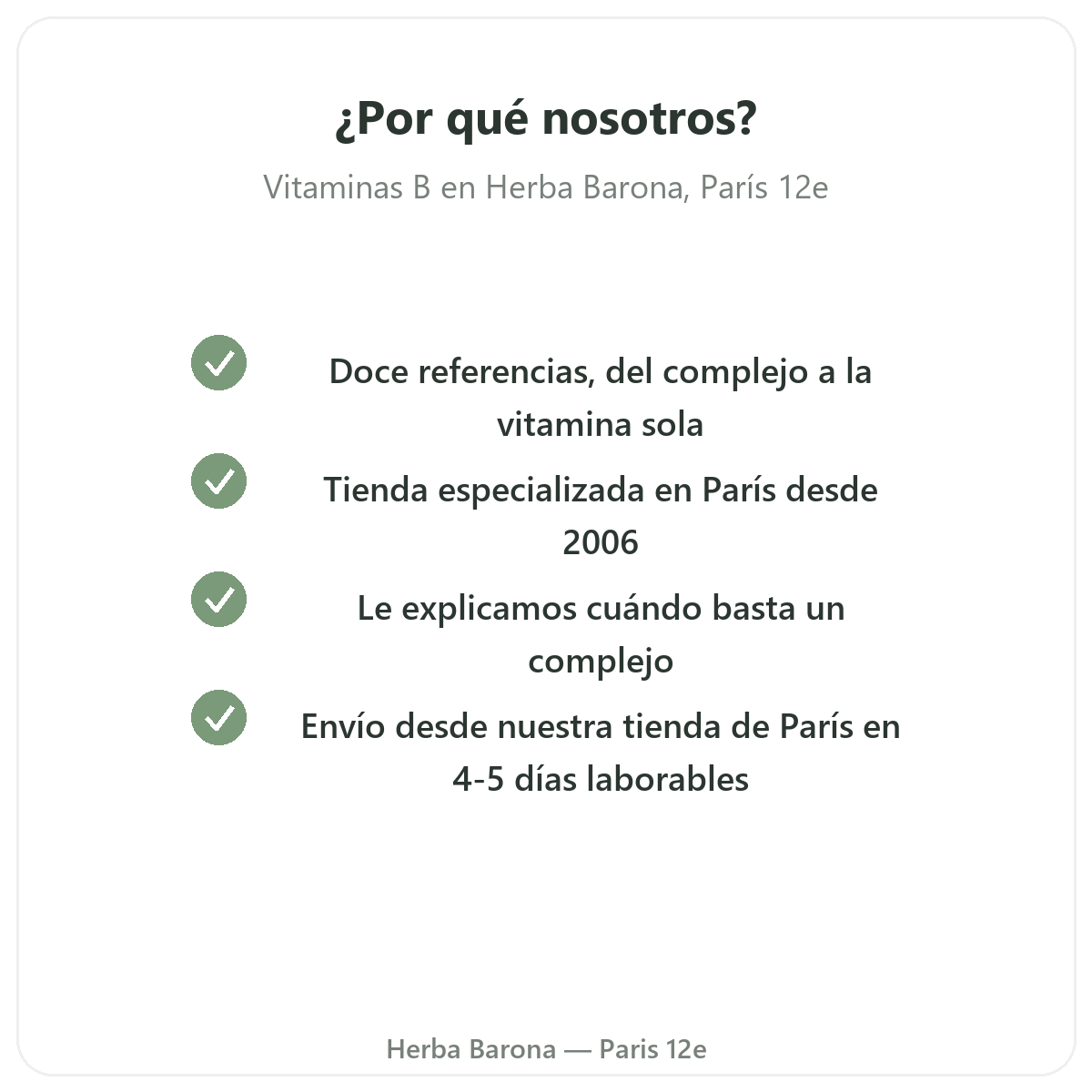 Por que comprar Vitaminas B en Paris en Herba Barona Paris 12e