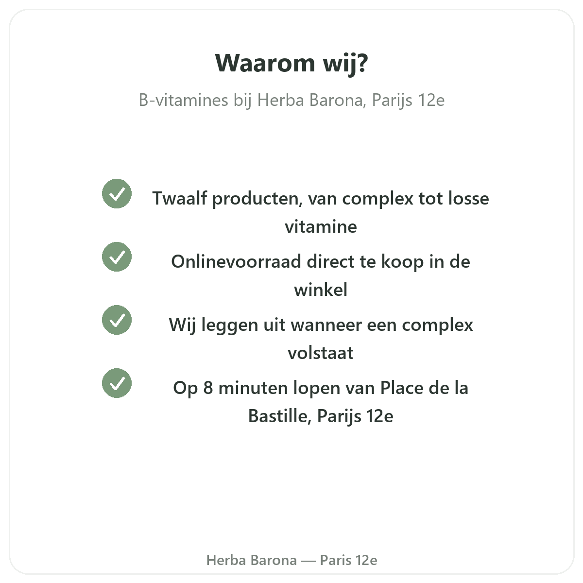 Pourquoi acheter Vitamines B a Paris chez Herba Barona Paris 12e