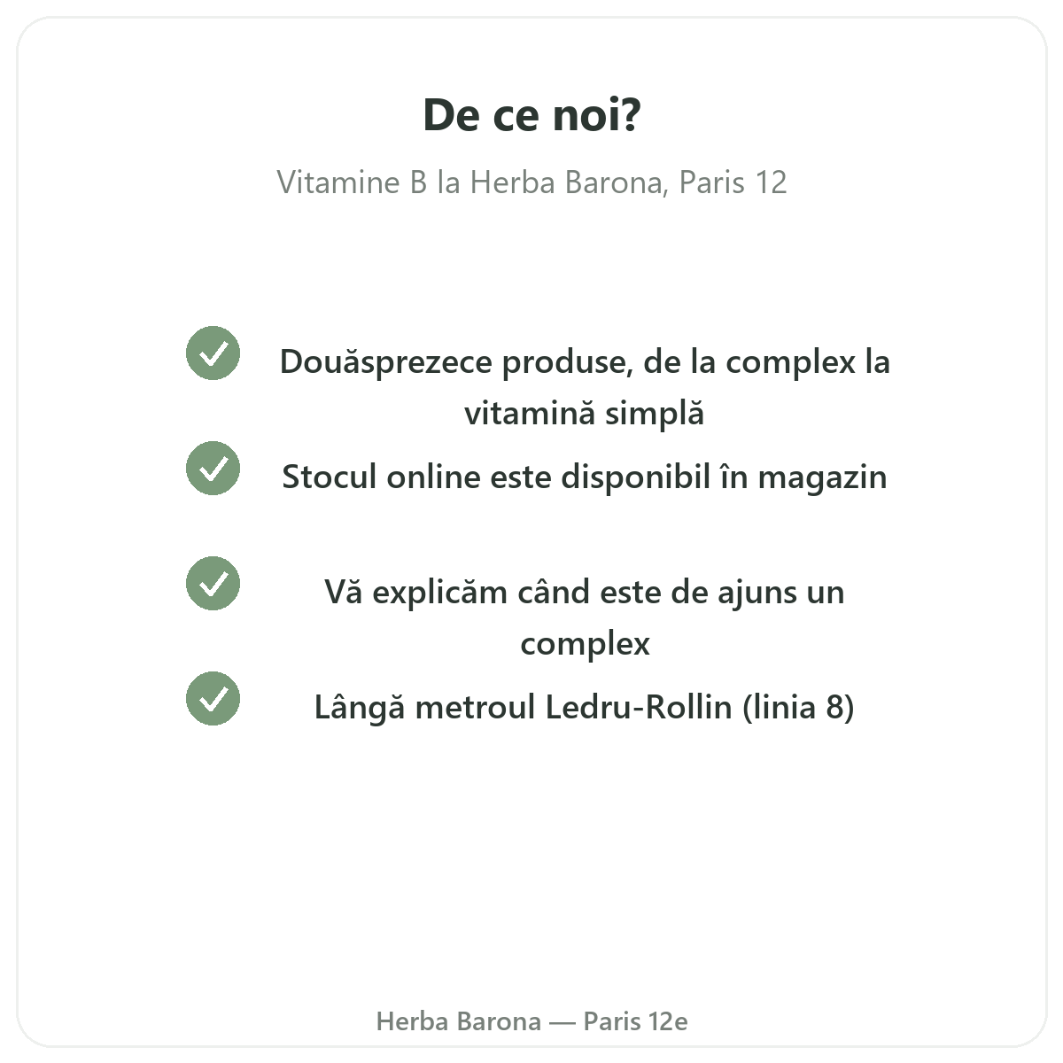 De ce sa cumparati Vitamina B la Paris de la Herba Barona Paris, arondismentul 12
