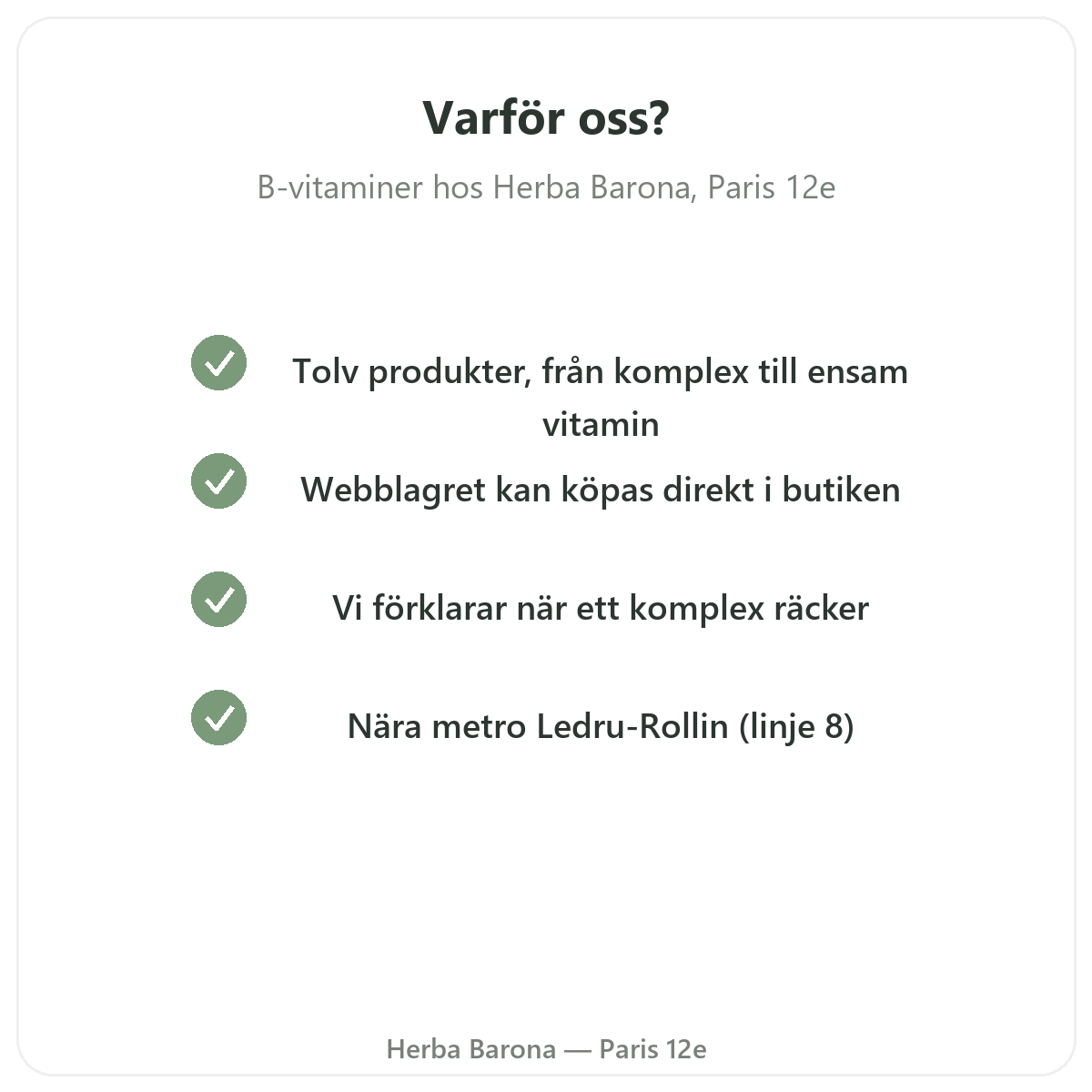 Varför köpa B-vitaminer i Paris hos Herba Barona Paris 12e