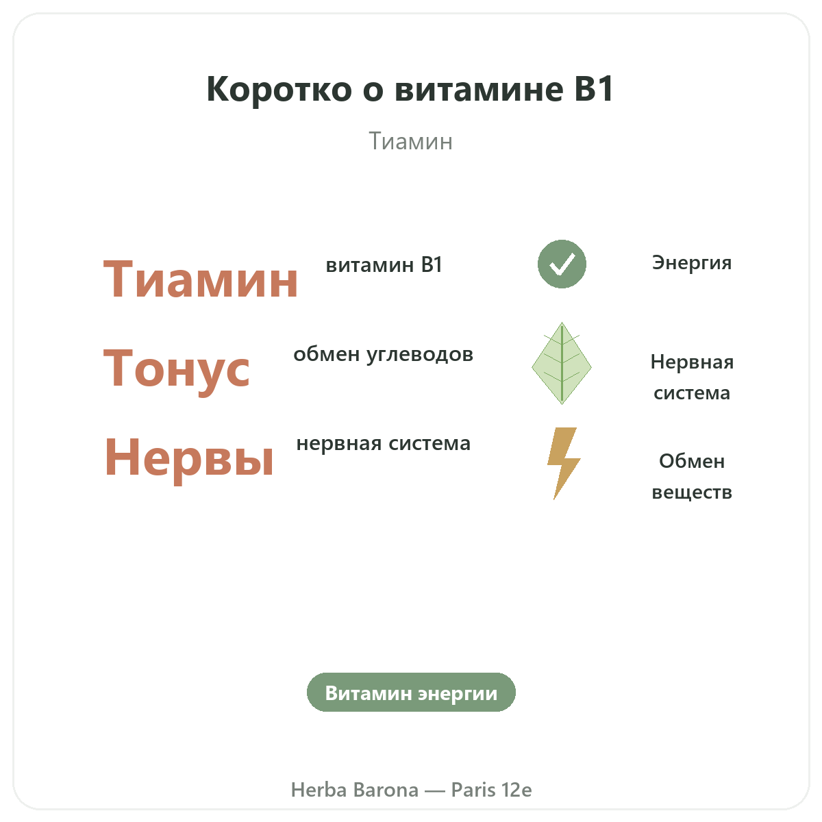 Витамин B1 Париж Париж вкратце - ключевые цифры в магазине Herba Barona Париж, 12-й округ