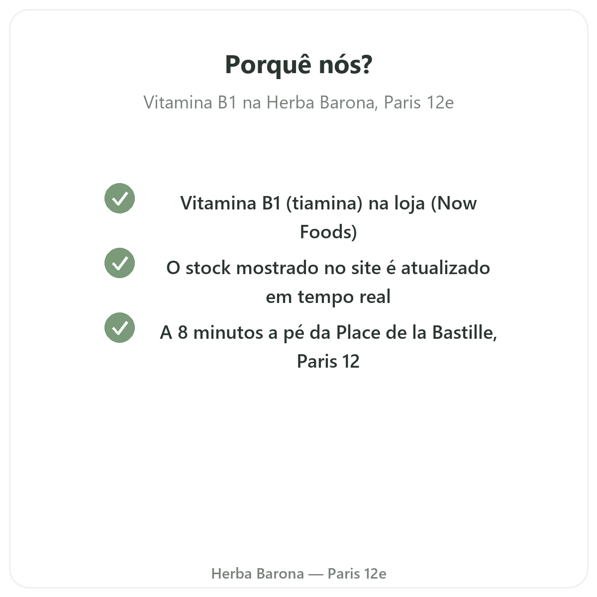 Porquê comprar Vitamina B1 Paris em Paris na Herba Barona Paris 12e
