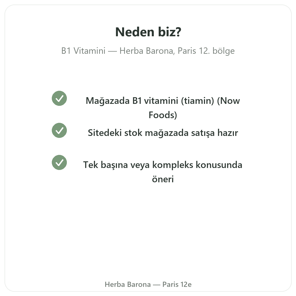 Paris’te Vitamin B1 neden Herba Barona Paris 12e’den alınmalı