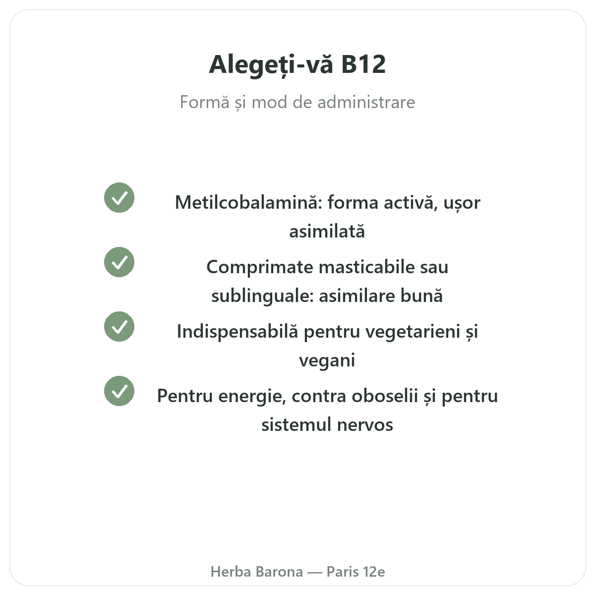 Vitamina B12 Paris - angajamente de calitate la Herba Barona Paris arondismentul 12