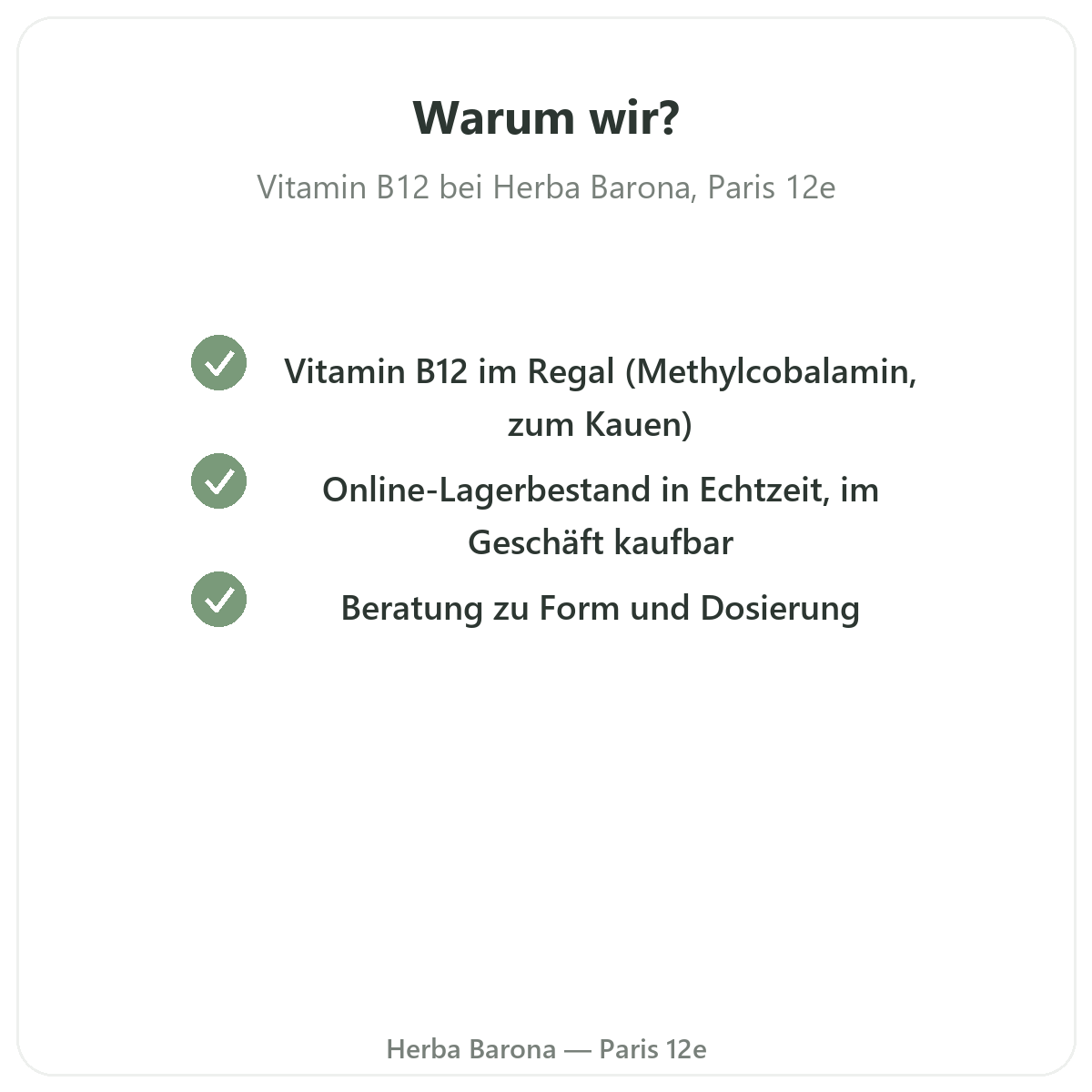 Warum Vitamin B12 in Paris bei Herba Barona kaufen Paris 12e